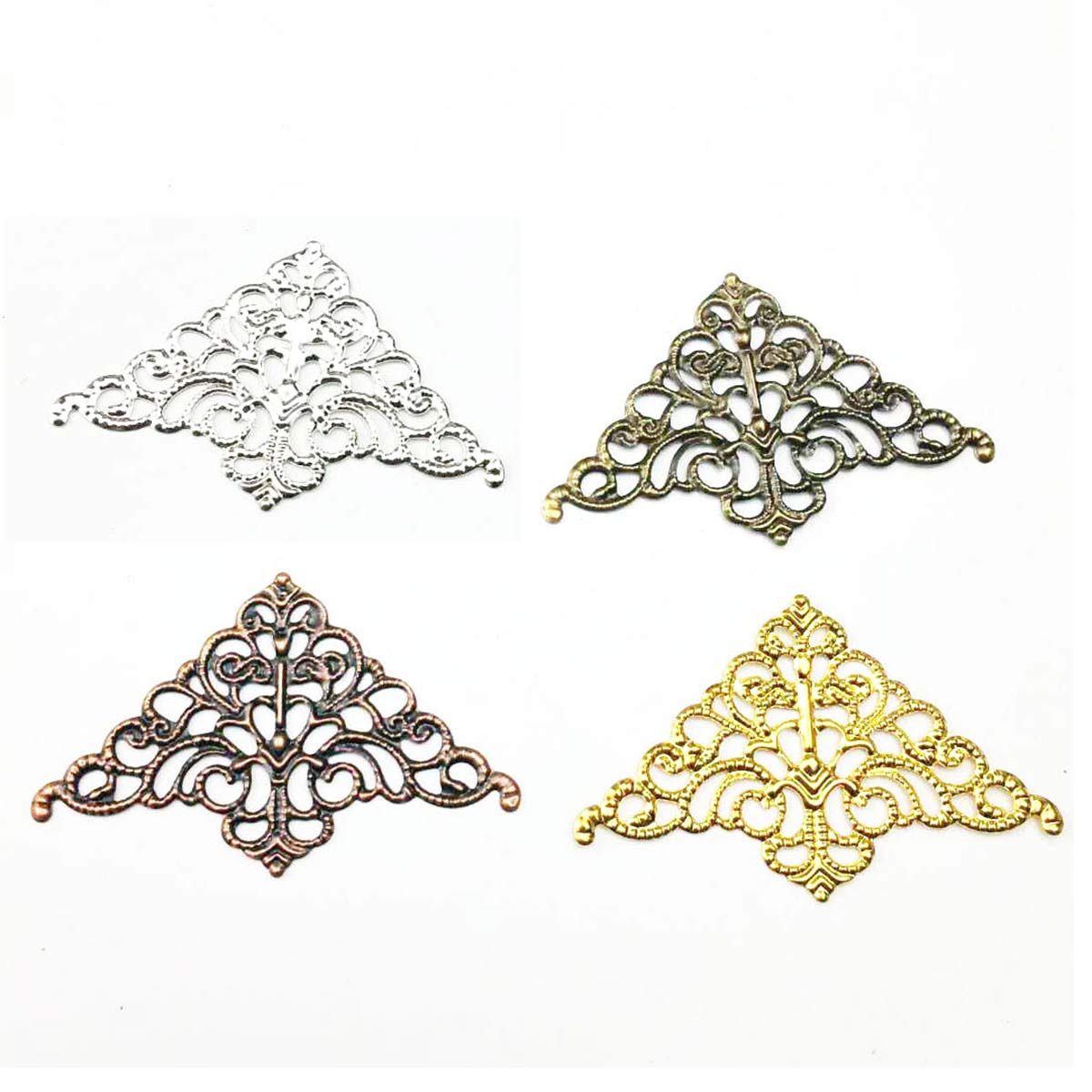 Craft Embellishment - 200PCS Hollow Connector Triangle Filigree Wraps