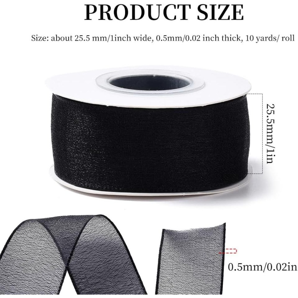 1 Inch Black Organza Ribbon Wi - огляд і ціна Organza Ribbon Spool