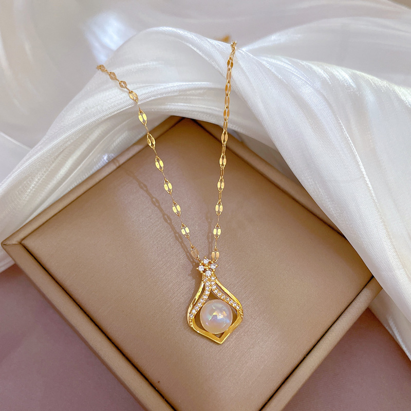 Elegant Women's K14 Gold Color - огляд і ціна Pearl Trim Chain
