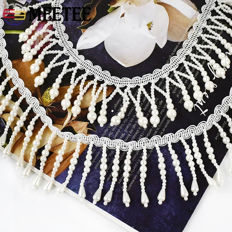 1/2Yards Pearl Beaded Tassel F - огляд і ціна Fringe Ribbon Sewing