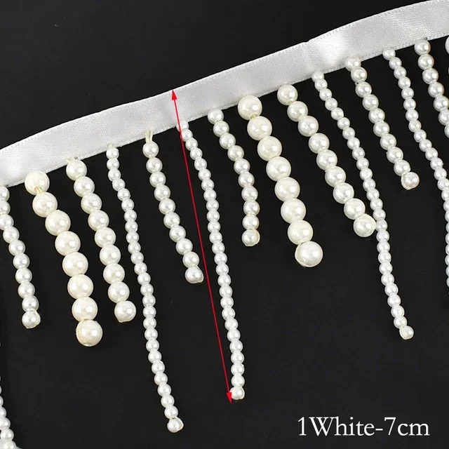 1/2Yards Pearl Beaded Tassel F - огляд і ціна Fringe Ribbon Sewing